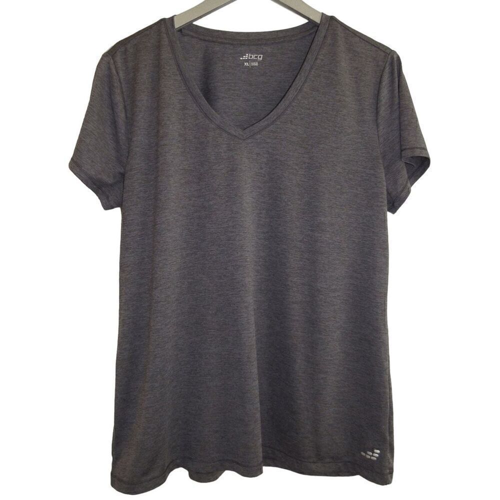 BCG Gray Space Dye Short Sleeve V-Neck Athletic‎ Tee T-Shirt XL